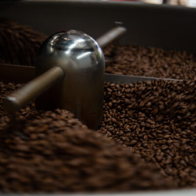 coffee beans being processed